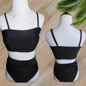 BLACK BANDEAUX TWO PIECE SWIMSUIT